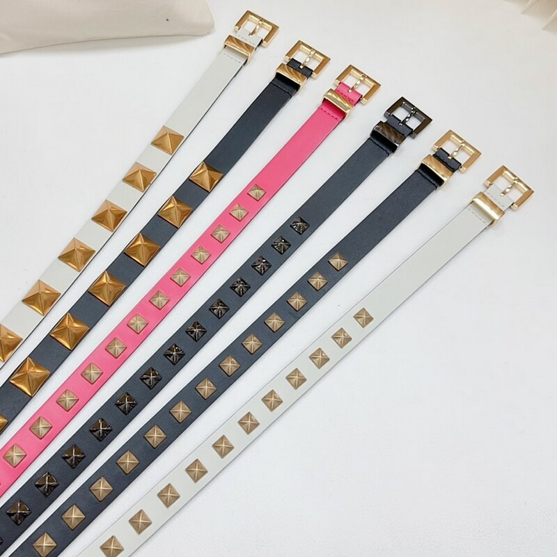 Stylish Waist Full Hardware Women's Belt 2.0 Needle head cowhide with Belt Pyramid 2.0 All-in-one Women's waist Sash