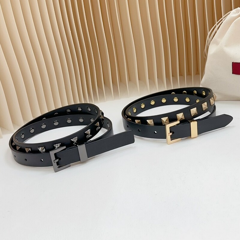 Stylish Waist Full Hardware Women's Belt 2.0 Needle head cowhide with Belt Pyramid 2.0 All-in-one Women's waist Sash