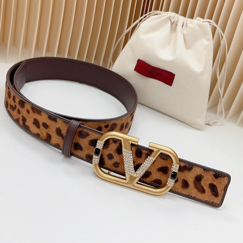 Leopard print wide version of the leather waist belt Big V smooth buckle women's belt Fashion outerwear accessories belt