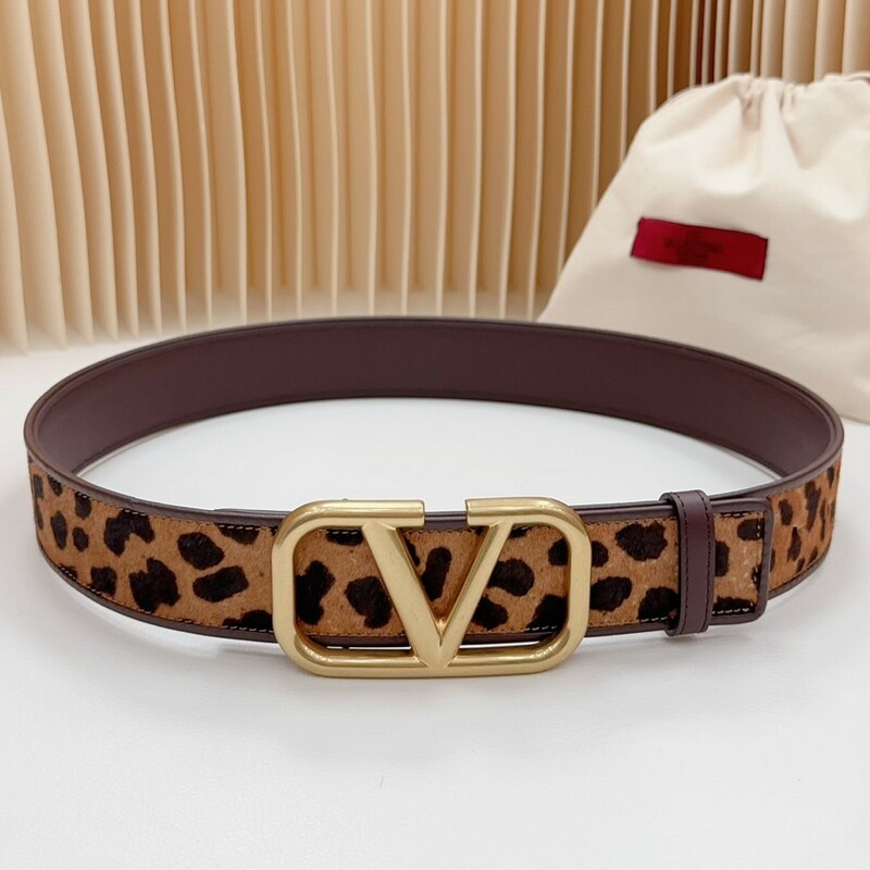 Leopard print wide version of the leather waist belt Big V smooth buckle women's belt Fashion outerwear accessories belt