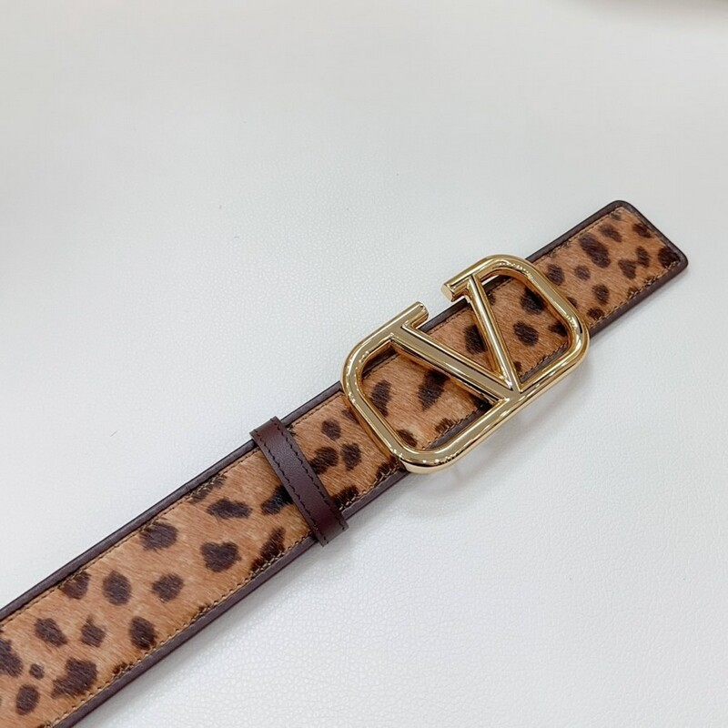 Leopard print wide version of the leather waist belt Big V smooth buckle women's belt Fashion outerwear accessories belt
