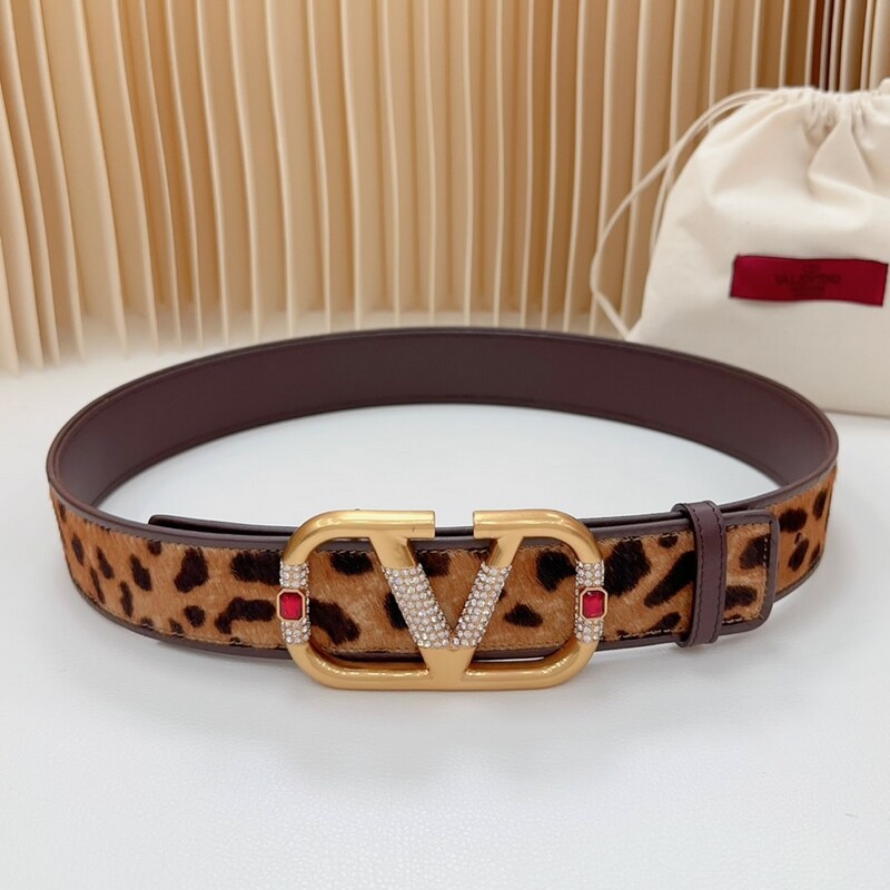 Leopard print wide version of the leather waist belt Big V smooth buckle women's belt Fashion outerwear accessories belt