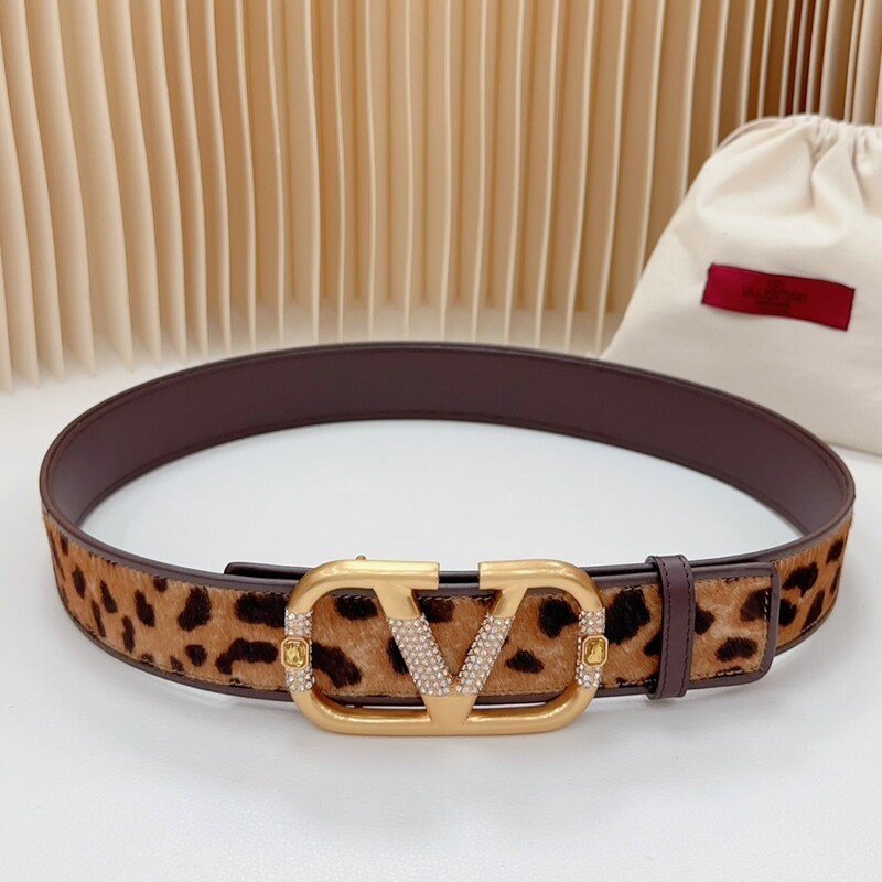 Leopard print wide version of the leather waist belt Big V smooth buckle women's belt Fashion outerwear accessories belt