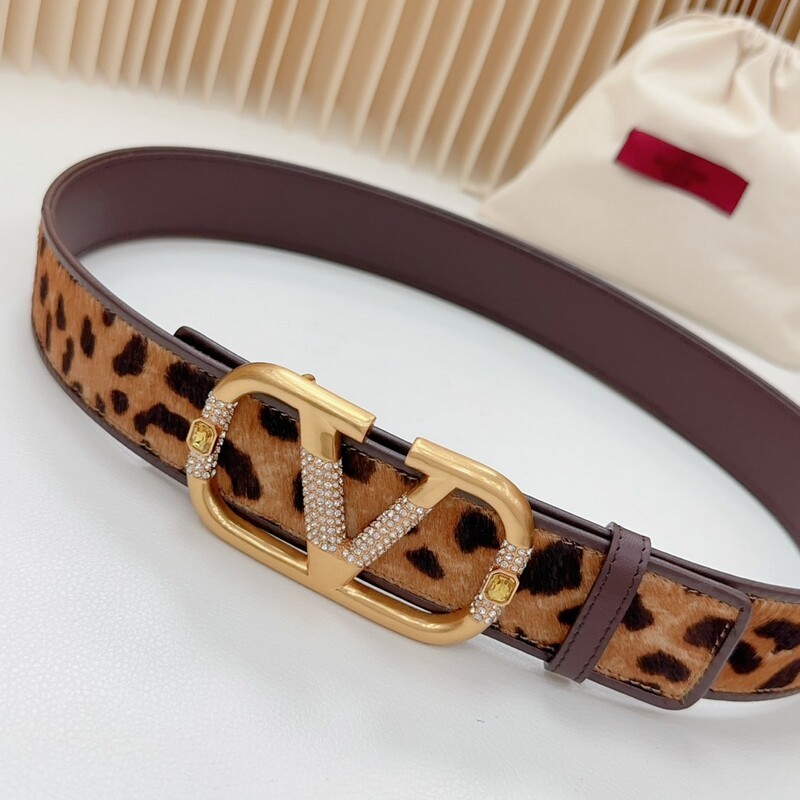 Leopard print wide version of the leather waist belt Big V smooth buckle women's belt Fashion outerwear accessories belt