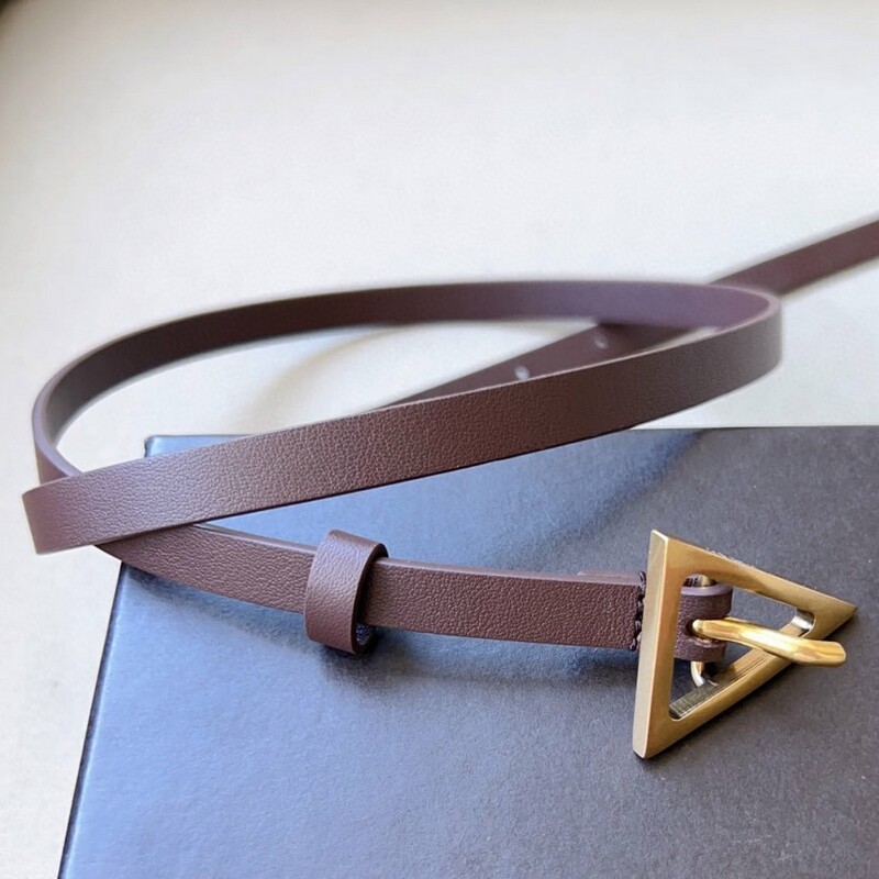 Mini version leather waist belt women's leather thin waist triangle needle buckle with simple coat coat women's belt