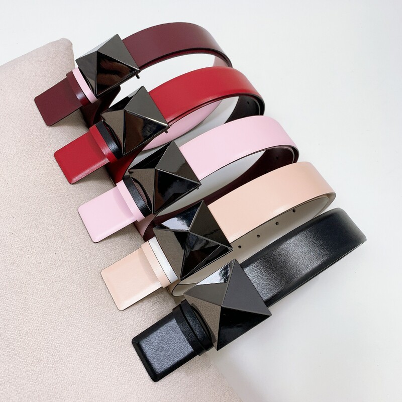 Stylish women's belt Pyramid design with waistband 4.0 Colorful positive leather dual-purpose leather dress belt