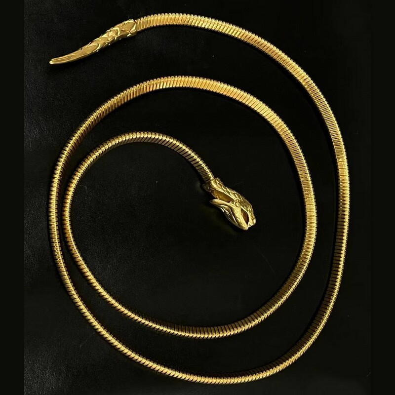 Fashion accessories snake head waist chain pure copper women's thin waist chain multi-purpose accessory snake head gold chain