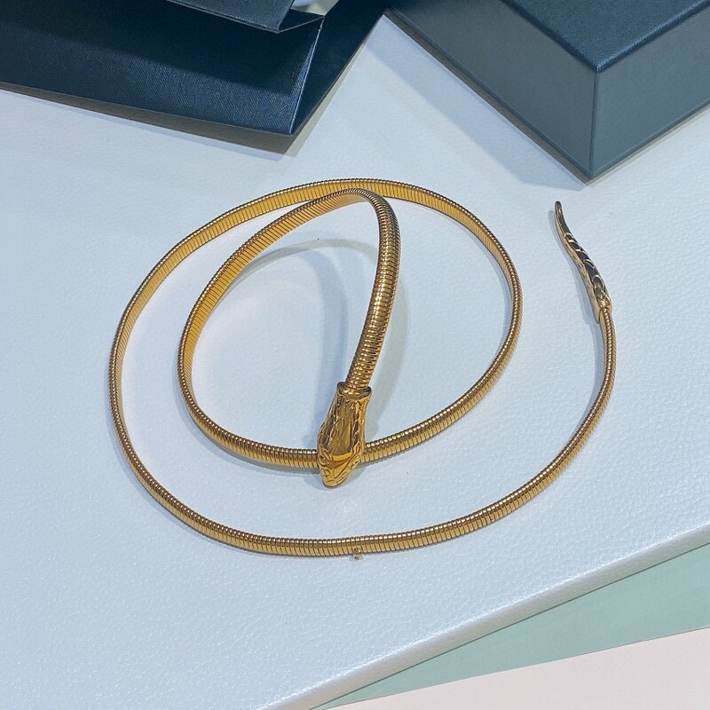 Fashion accessories snake head waist chain pure copper women's thin waist chain multi-purpose accessory snake head gold chain