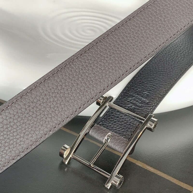 Classic 3.2CM needle belt lychee print full head cowhide unique needle buckle reversible men's waistband