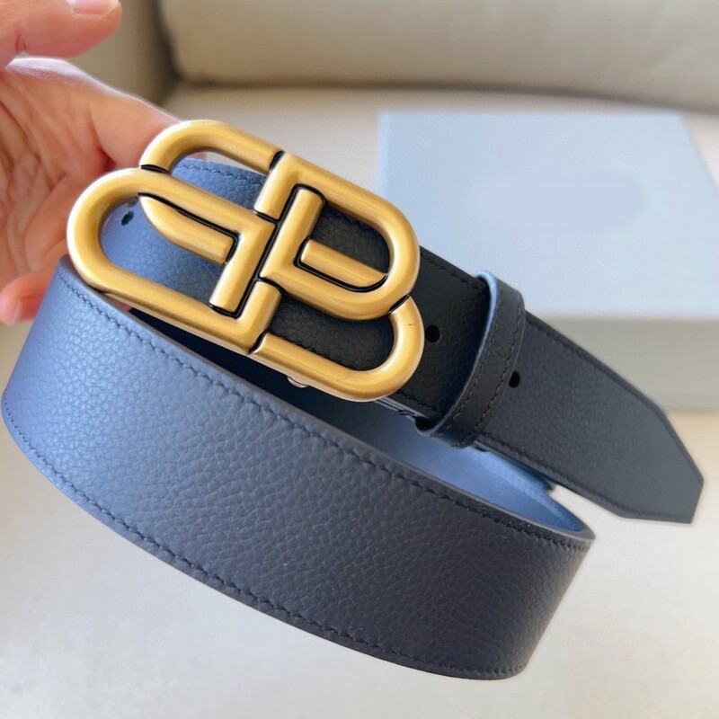 Men's BB leather smooth buckle belt Exquisite vintage copper buckle men's leather belt all cowhide belt 3.5CM