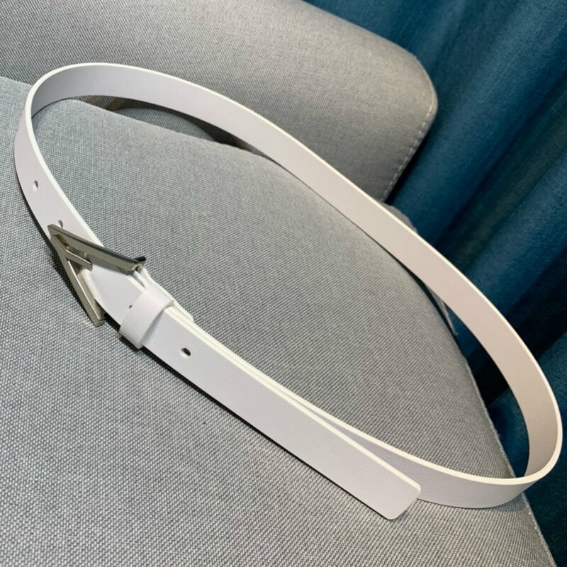 Simple calfskin Triangle needle head belt Positive leather Colored Women's Belt Accessories Fashion Waist Strap 2.0 Jeans belt