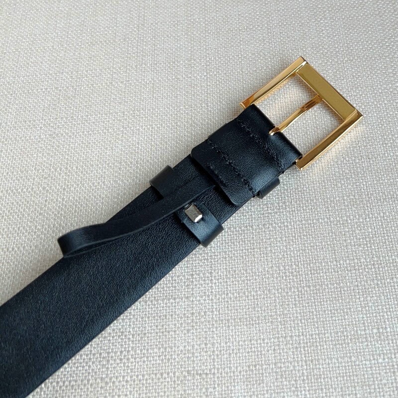 Fashion needle type positive leather couple belt pointy tail enamel triangle metal belt men's and women's waistband