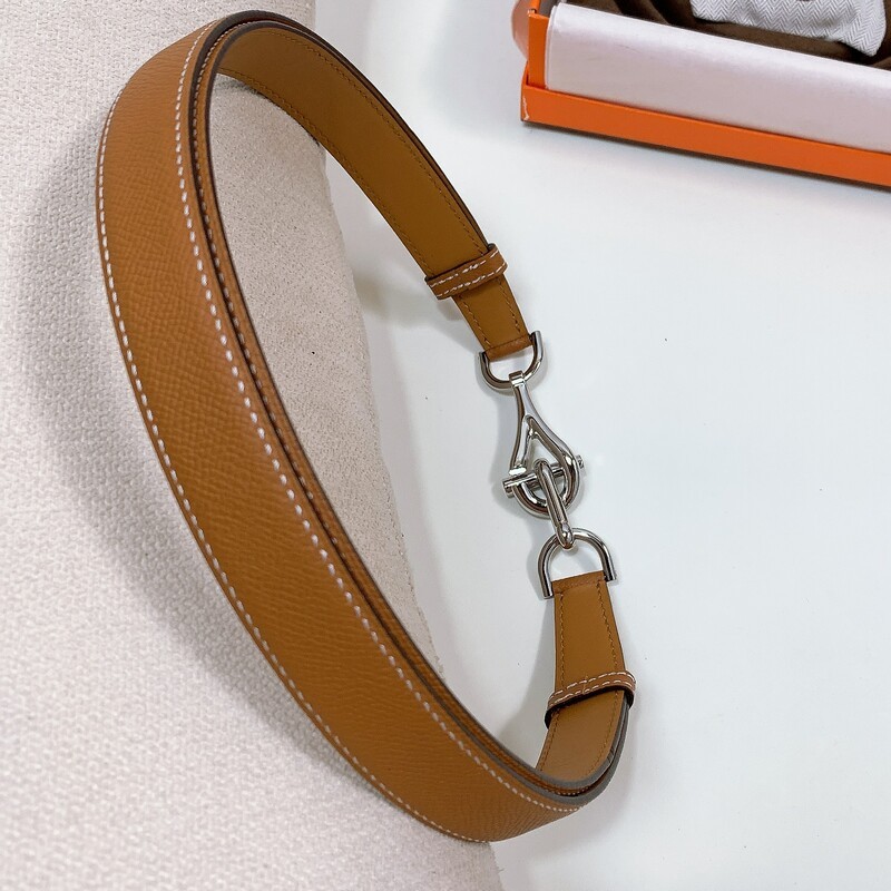 Adjustable women's belt versatile cowhide double layer lobster pair buckle belt 2.4cm with waist buckle buckle belt