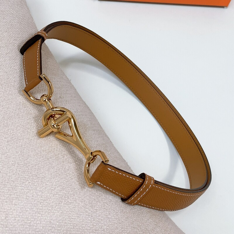 Adjustable women's belt versatile cowhide double layer lobster pair buckle belt 2.4cm with waist buckle buckle belt