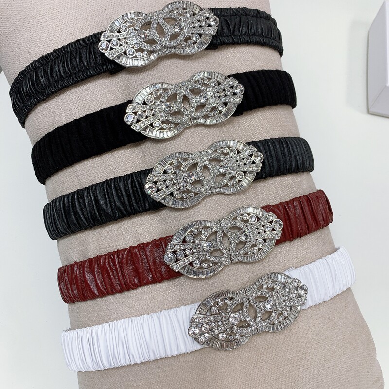 Comfortable Stretch Belt for women Stylish Crown Full Diamond Accessory Belt 3.0 Elastic leather Buckle Dress with telescopic belt