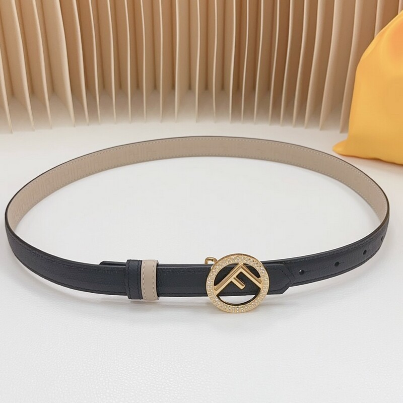 Cowhide double-sided women's belt F buckle Fashion normal leather with diamond smooth buckle belt matching color women's coat ribbon