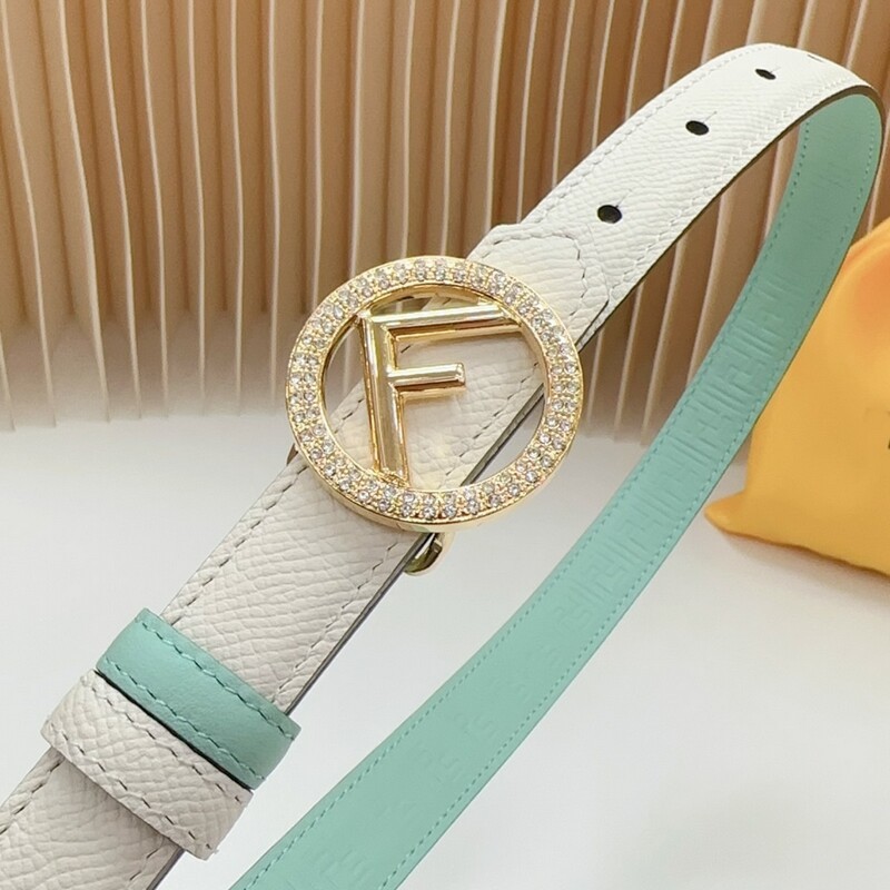 Cowhide double-sided women's belt F buckle Fashion normal leather with diamond smooth buckle belt matching color women's coat ribbon