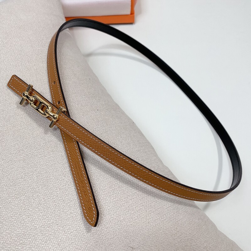 Women's slim waist simple belt 1.3 fish grain full head layer with two sides with steel hollow-out buckle accessory belt