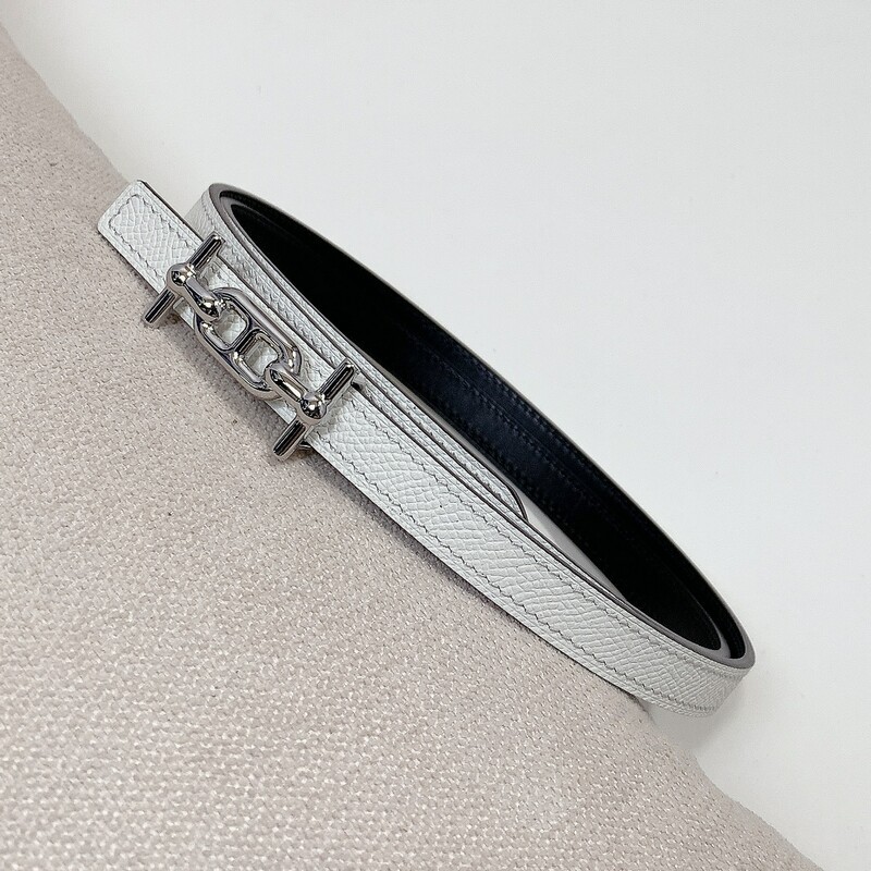 Women's slim waist simple belt 1.3 fish grain full head layer with two sides with steel hollow-out buckle accessory belt