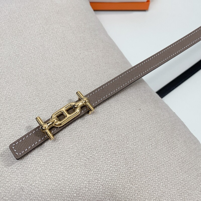 Women's slim waist simple belt 1.3 fish grain full head layer with two sides with steel hollow-out buckle accessory belt