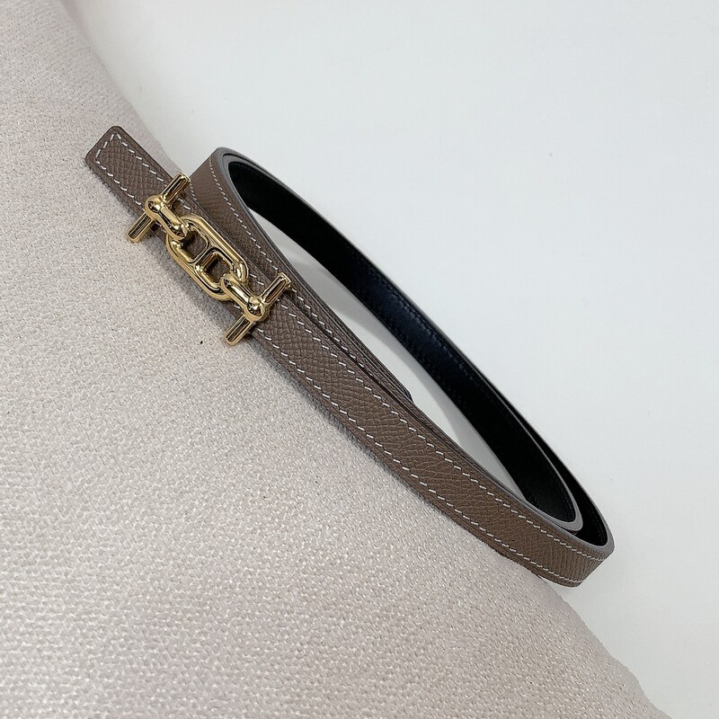 Women's slim waist simple belt 1.3 fish grain full head layer with two sides with steel hollow-out buckle accessory belt