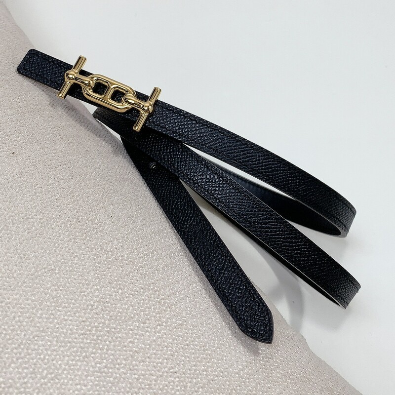 Women's slim waist simple belt 1.3 fish grain full head layer with two sides with steel hollow-out buckle accessory belt