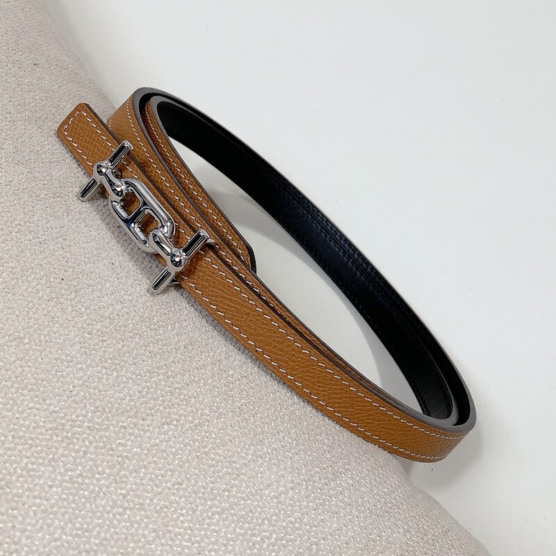 Women's slim waist simple belt 1.3 fish grain full head layer with two sides with steel hollow-out buckle accessory belt