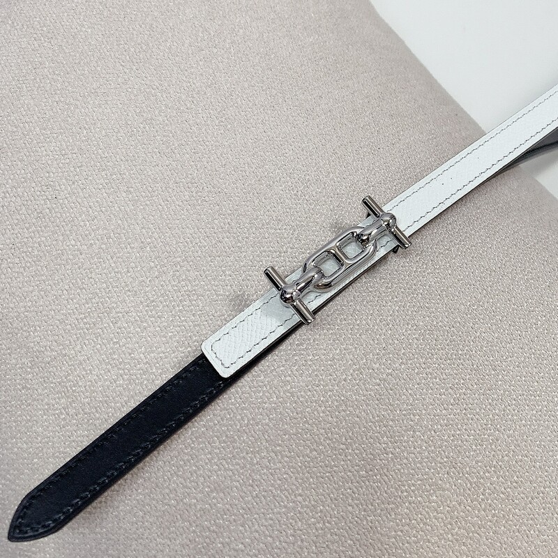 Women's slim waist simple belt 1.3 fish grain full head layer with two sides with steel hollow-out buckle accessory belt