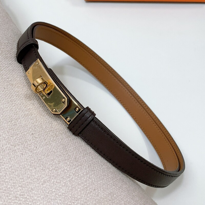 Kelly High Quality calfskin Accessories Women's Belt Adjustable retractable women's waist belt Positive leather 1.8 lock two-tone steel belt