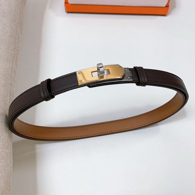 Kelly High Quality calfskin Accessories Women's Belt Adjustable retractable women's waist belt Positive leather 1.8 lock two-tone steel belt