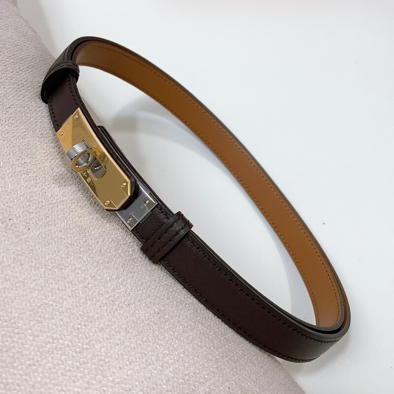 Kelly High Quality calfskin Accessories Women's Belt Adjustable retractable women's waist belt Positive leather 1.8 lock two-tone steel belt