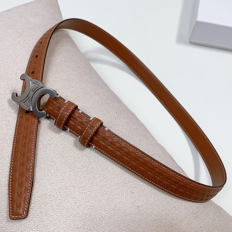 Cowhide embossment full head layer women's belt 2.5 Arc de Triomphe classic leather belt with trend leather belt