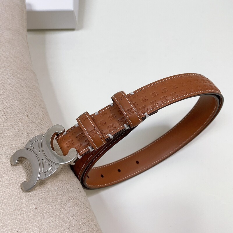 Cowhide embossment full head layer women's belt 2.5 Arc de Triomphe classic leather belt with trend leather belt