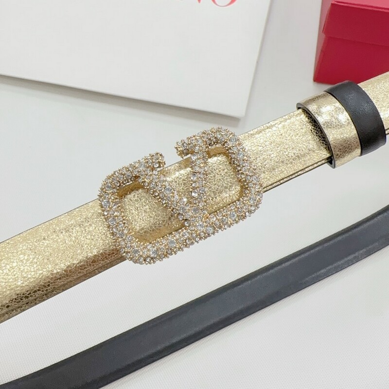 Fashion thin version 2.0 women color cowhide big V diamond buckle belt