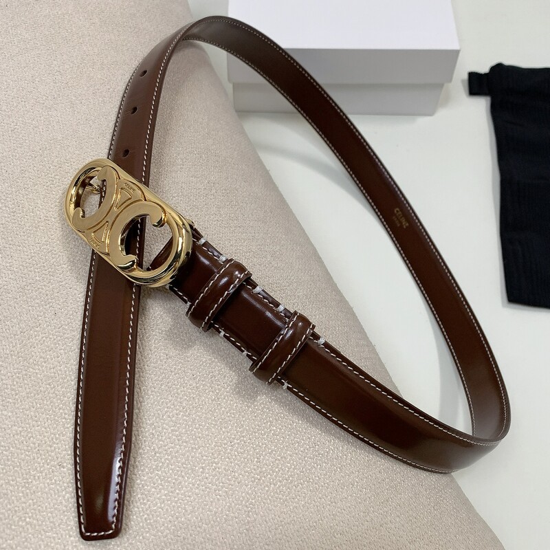 Stylish bright leather belt for women 2.5 Arc de Triomphe leather smooth waistband