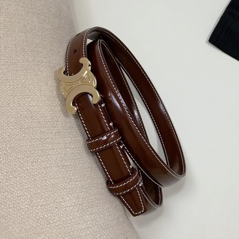 Stylish bright leather belt for women 2.5 Arc de Triomphe leather smooth waistband