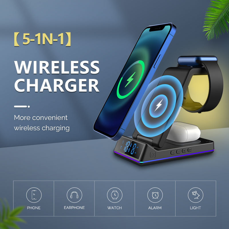 5-in-1 Wireless charger multifunctional folding vertical mobile phone 15W fast charging