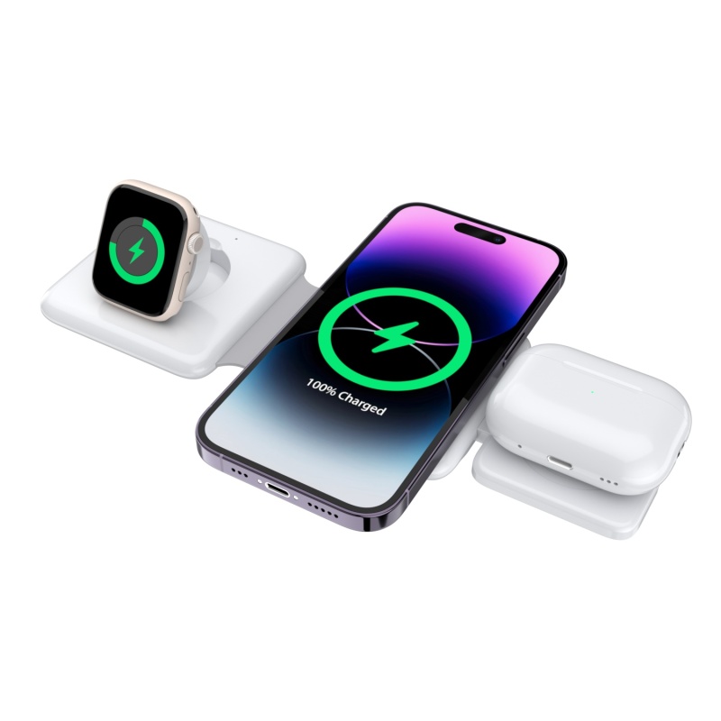 Folding magnetic suction 3-in-1 15W wireless charger