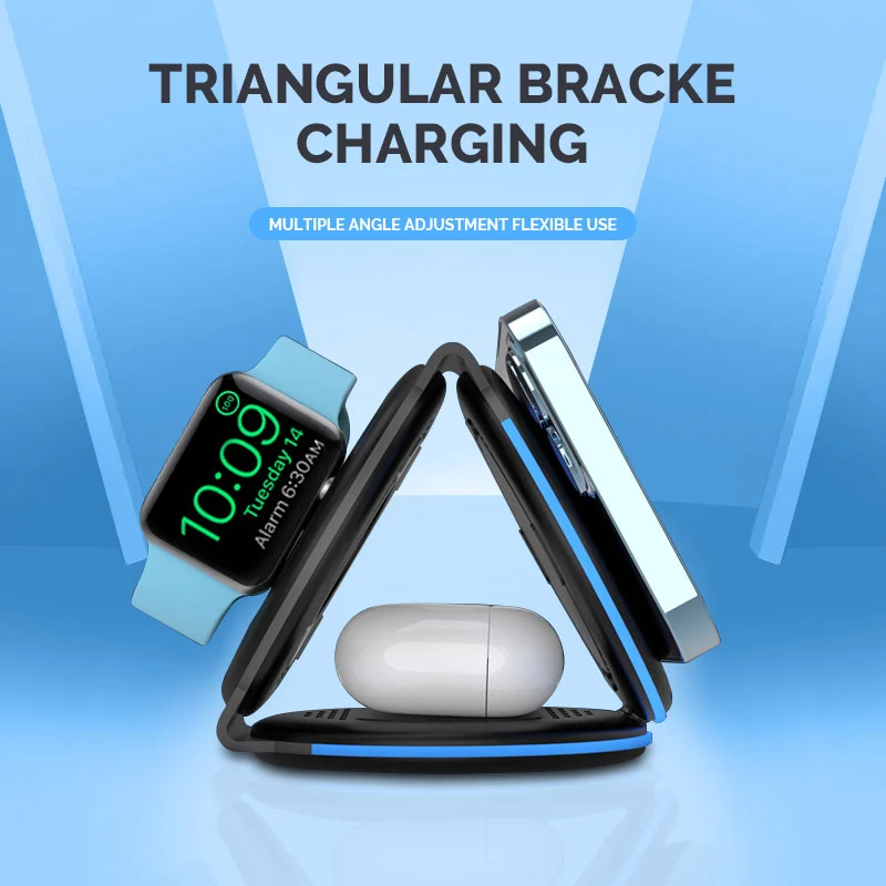 Mobile phone 3-in-1 wireless charger foldable magnet 15W fast charging