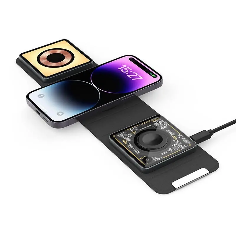 Folding magnetic suction 3-in-1 wireless charger Earphone watch wireless charging 15W mobile phone wireless fast charging