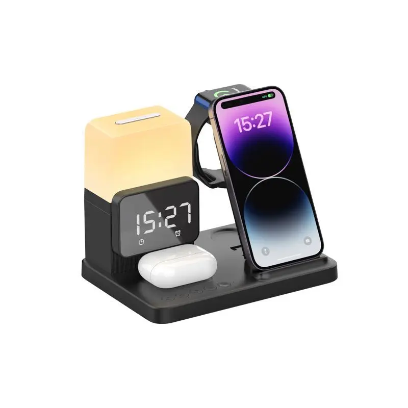 6-in-1 wireless charger night light clock foldable mobile phone wireless charging