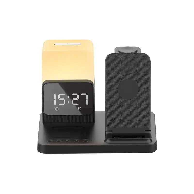 6-in-1 wireless charger night light clock foldable mobile phone wireless charging