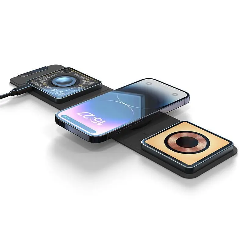Folding magnetic suction 3-in-1 wireless charger Earphone watch wireless charging 15W mobile phone wireless fast charging