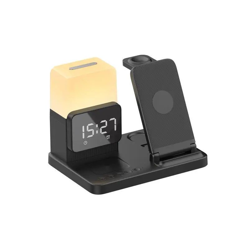 6-in-1 wireless charger night light clock foldable mobile phone wireless charging