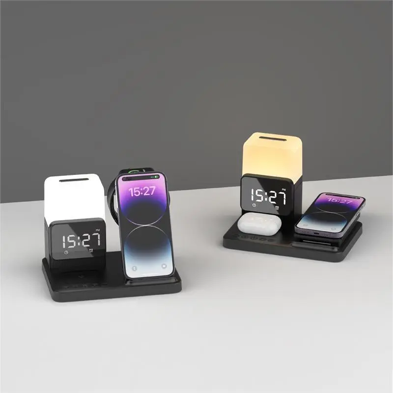 6-in-1 wireless charger night light clock foldable mobile phone wireless charging