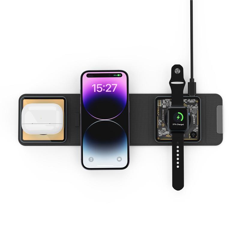 Folding magnetic suction 3-in-1 wireless charger Earphone watch wireless charging 15W mobile phone wireless fast charging