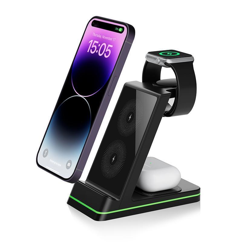 3-IN-1 Wireless charger mobile phone 15W fast charging earphone watch vertical bracket wireless charging