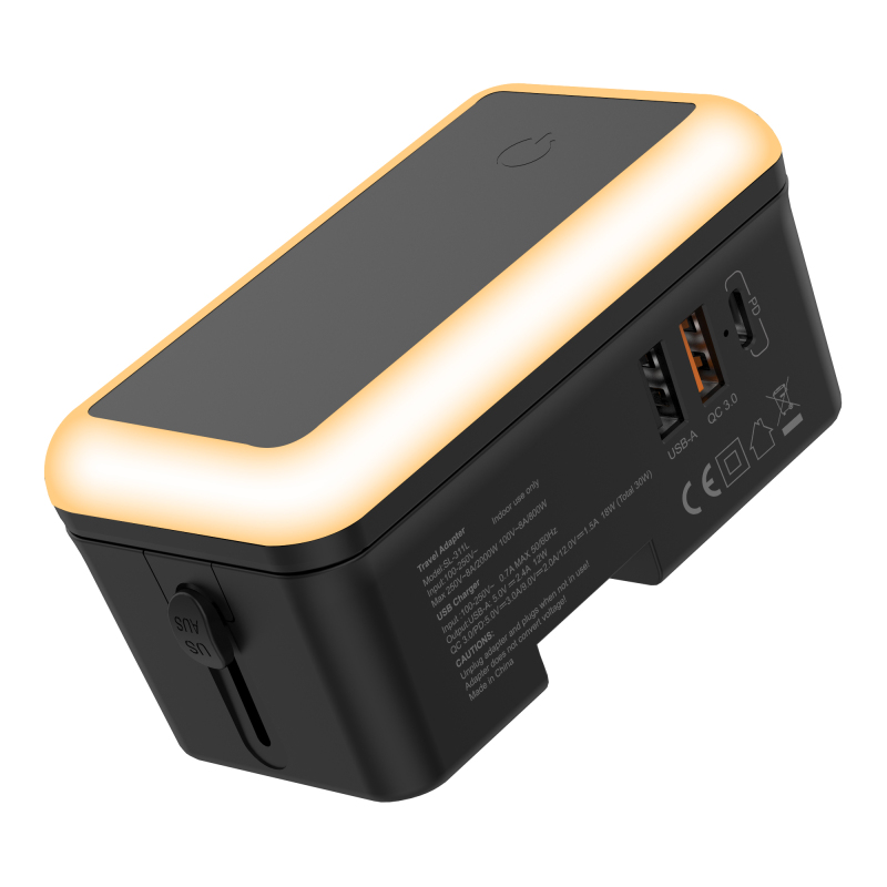 LED night light travel adapter PD/QC3.0 fast charging plug converter