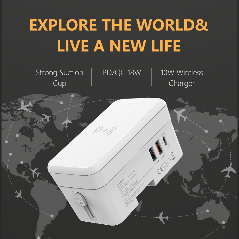 Wireless charging mobile power travel adapter PD/QC3.0 fast charging plug adaptor