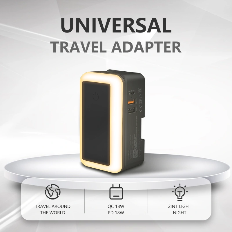 LED night light travel adapter PD/QC3.0 fast charging plug converter